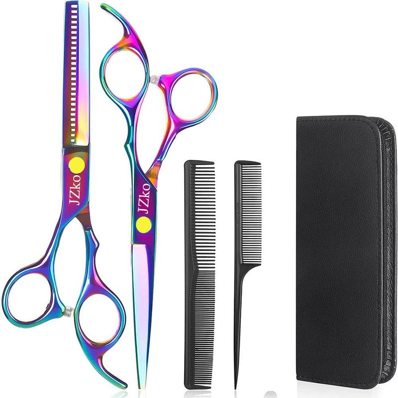 Professional Hair Cutting Scissors Kit, Summer Craftsmanship Stainless Steel Hairdressing Thinning Shears Set for Barber, Salon, Home, Men, Women