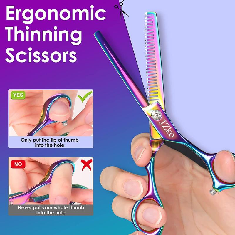 Professional Hair Cutting Scissors Kit, Summer Craftsmanship Stainless Steel Hairdressing Thinning Shears Set for Barber, Salon, Home, Men, Women