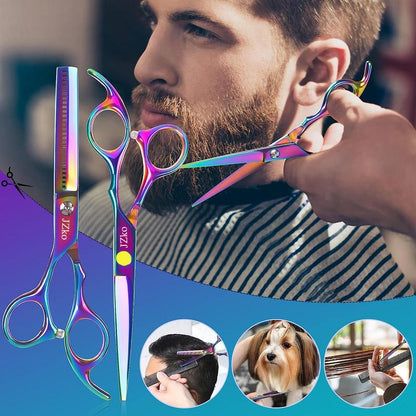 Professional Hair Cutting Scissors Kit, Summer Craftsmanship Stainless Steel Hairdressing Thinning Shears Set for Barber, Salon, Home, Men, Women