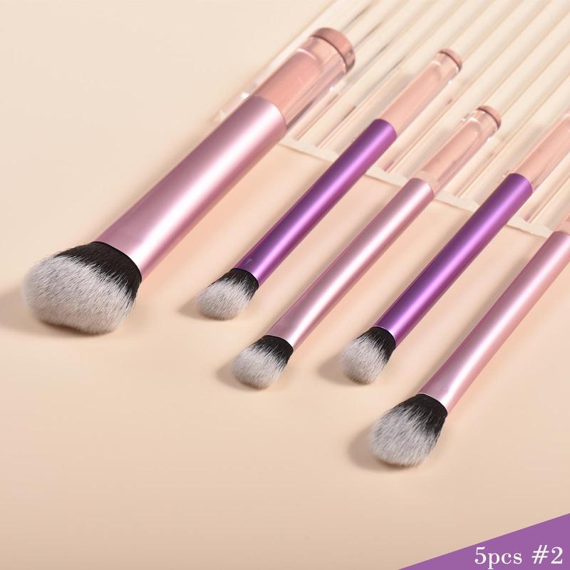 Makeup Brush with Clear Handle, Versatile Soft Makeup Brushes for Foundation, Powder, Concealers, Eye Shadows, Blush, Lip Balm, Brushes with Soft Bristles & Comfortable Grip for Beginners, Cosmetic Brush Set