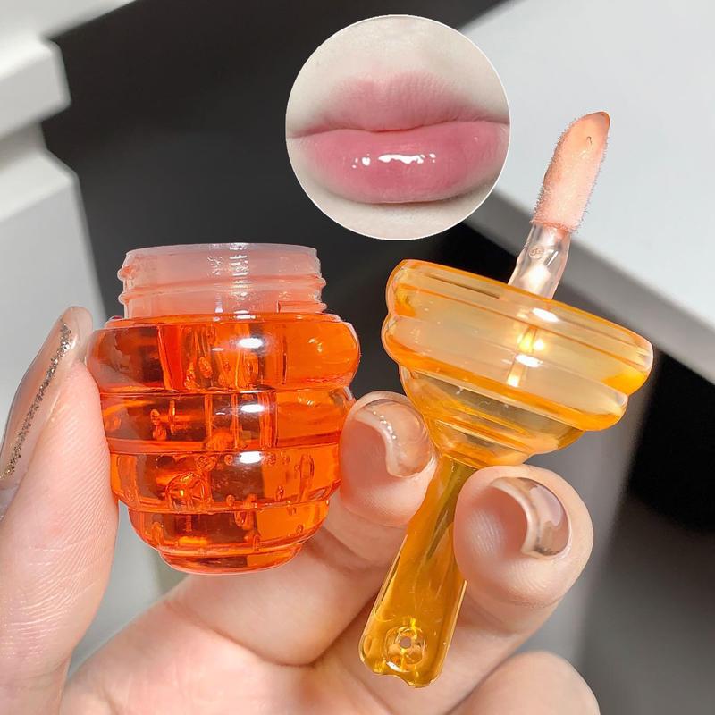 Little Honey Pot Deisgn Moisture Lip Oil, Hydrate Juicy Lip Gloss, Lip Skincare Product for Women & Girls, Summer Cosmetic Gift