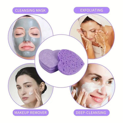 Heart Shaped Comfort Disposable Compressed Facial Cleansing Puff, 20pcs Portable Skincare Product for Daily Use