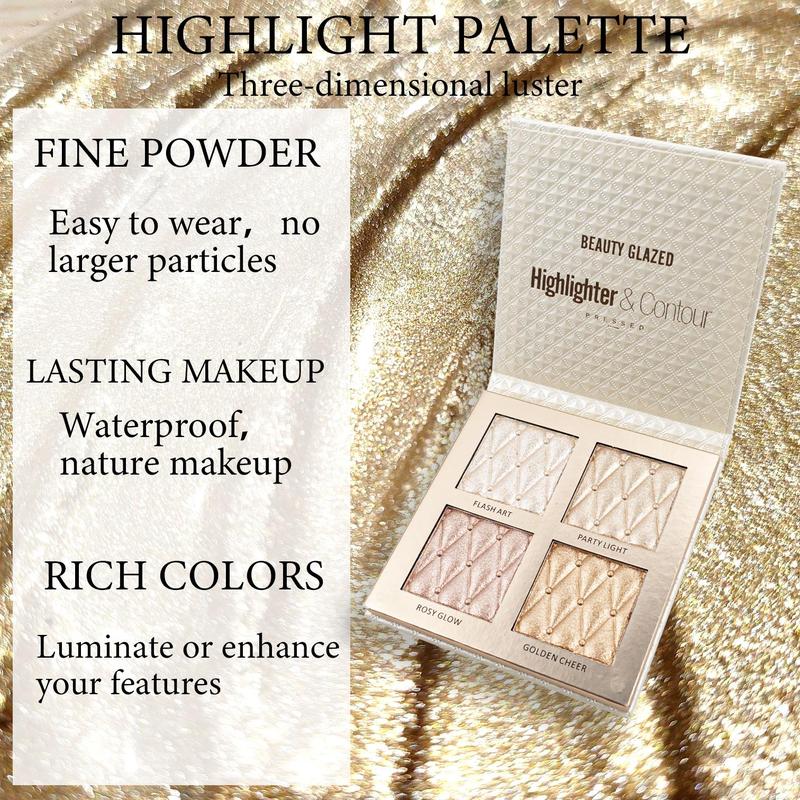 4 Color Long-lasting Highlighter Palette, 1 Count Shimmering Highlighter Makeup Palette, Facial Brightening Cosmetics for Women