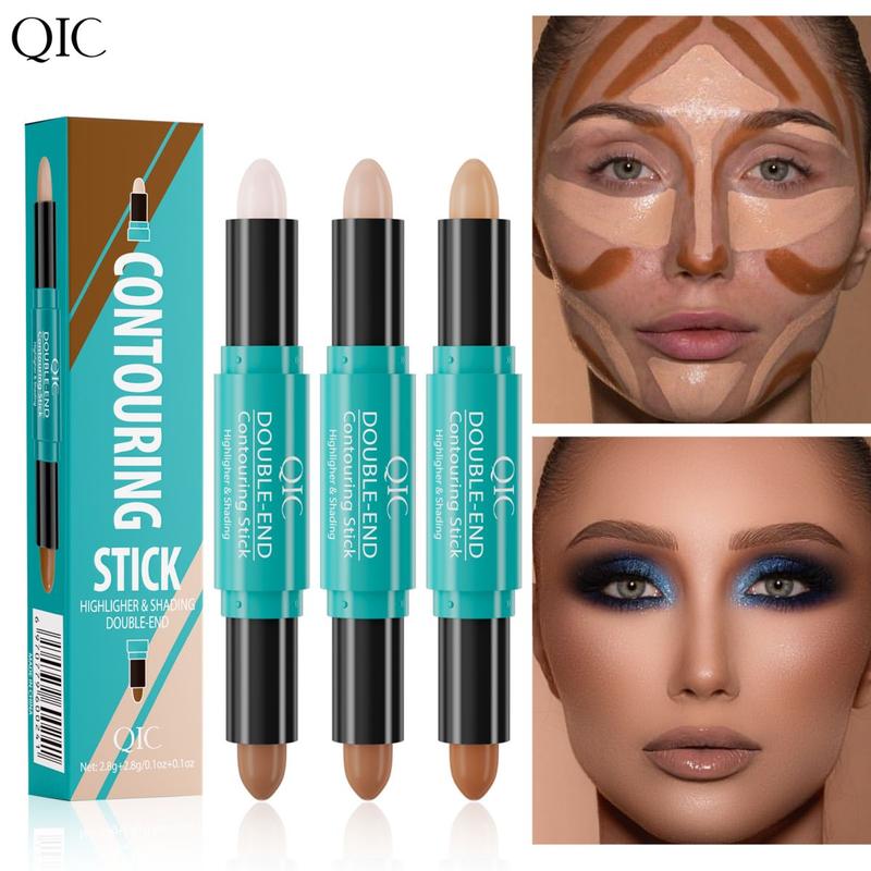 QIC Flawless Brightening Concealer, Illuminating & Highlighting Face Makeup, Conceals Dark Under Eye Circles,Double-End Highlighter Contour- 2 in 1 Makeup Shading - Long-Lasting Waterproof Smooth Cream Bronzer