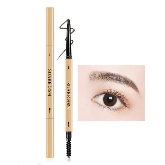 Double Head Eyebrow Pencil & Brush, 1 Count Long Lasting Waterproof Eyebrow Pencil, Retractable Sweat-proof 2 In 1 Pencil & Brow Brush, Makeup Tool For Women & Girls