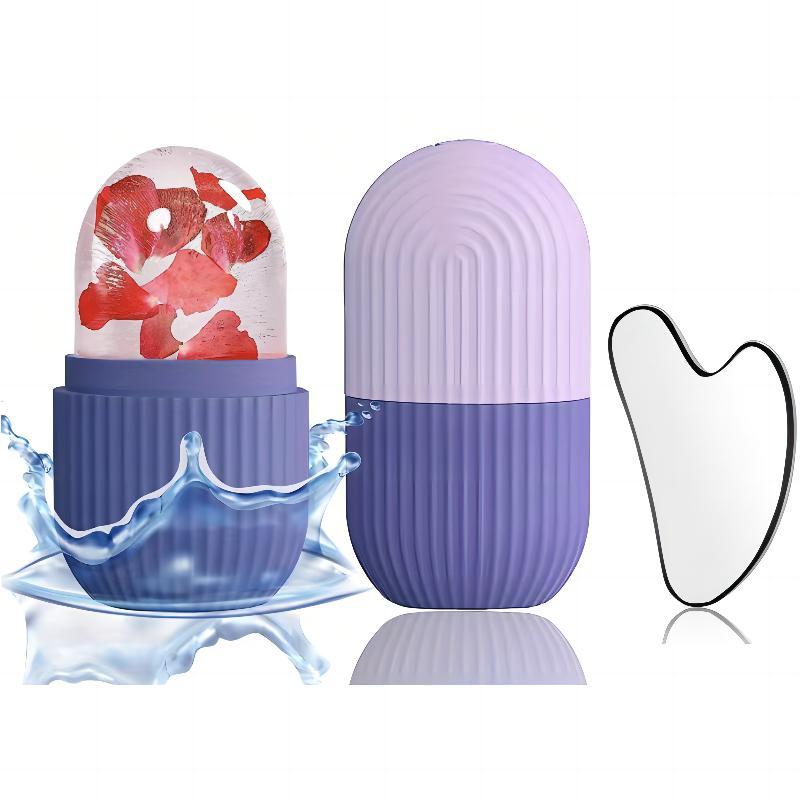 Skin Care Gifts,?Heart Shaped Gua Sha Board & Capsule Facial Ice Holder, 2pcs/set Professional Skincare Tools for Face Skincare Massage