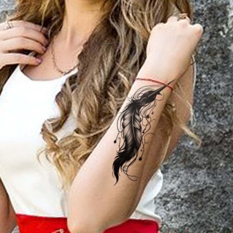 Feather & Arrow Pattern Tattoo Sticker, 2pcs/set Temporary Sticker For Festival, Party, Body Art Sticker For Men & Women