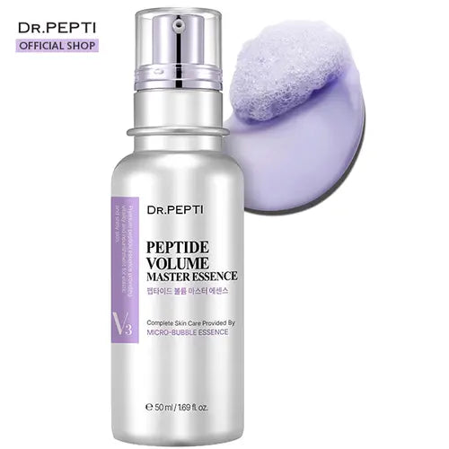 Dr. Pepti Peptide Volume Master Essence - Official Product Peptides Hyaluronic Acid Bubble Serum for Face Age-Defying Facial Serums for Aging Skin Brightening Essence Collagen Peptide Serum (50ml, 1.69 fl oz)