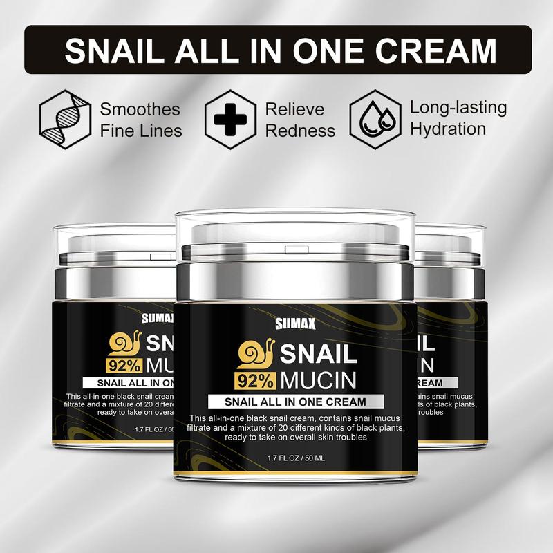 50ml Snail Mucin All in One Cream, Moisturizing Skin Care Product, Deeply Hydrate & Nourish Lotion for All Skin Types