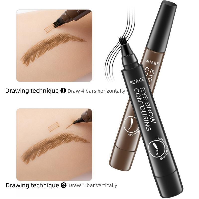 4-tip Waterproof Eyebrow Pencil, 1 Count Long Lasting Eyebrow Pencil, Brow Brush Makeup Tool