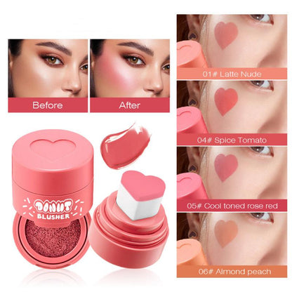 Liquid Blush Makeup with Heart-Shaped for Cheeks, Natural-Looking Face Blush Make up Tint Cheek Stamp Applicator Waterproof Gift for Women