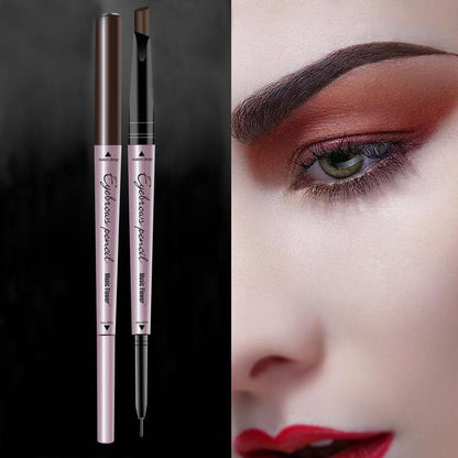 Double-ended Eyebrow Pencil, 1 Count Waterproof Eyebrow Pencil with Eyebrow Brush, Professional Eyebrow Enhancement Tool