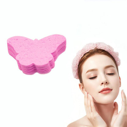 Reusable Facial Deep Cleansing Makeup Remover Sponges, 30pcs Butterfly Shaped Facial Cleansing Sponge, Professional Skincare Tools for Daily Use