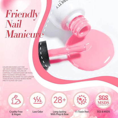 BORN PRETTY 39 Pcs Jelly Gel Polish Set Anna's Garden Series 33 Colors 6ml Jelly Nail Gel with 6 Bottles 10ml Base Top Coat Kit