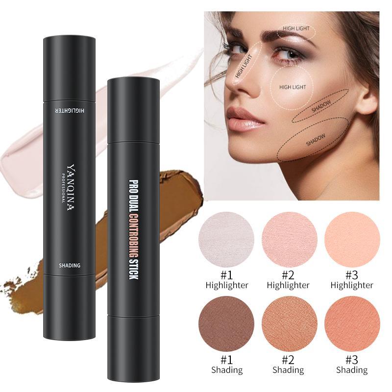 2 in 1 Double-ended Highlighter Stick, Long Lasting Highlighter Stick, Facial Brightening Cosmetics for Women & Girls