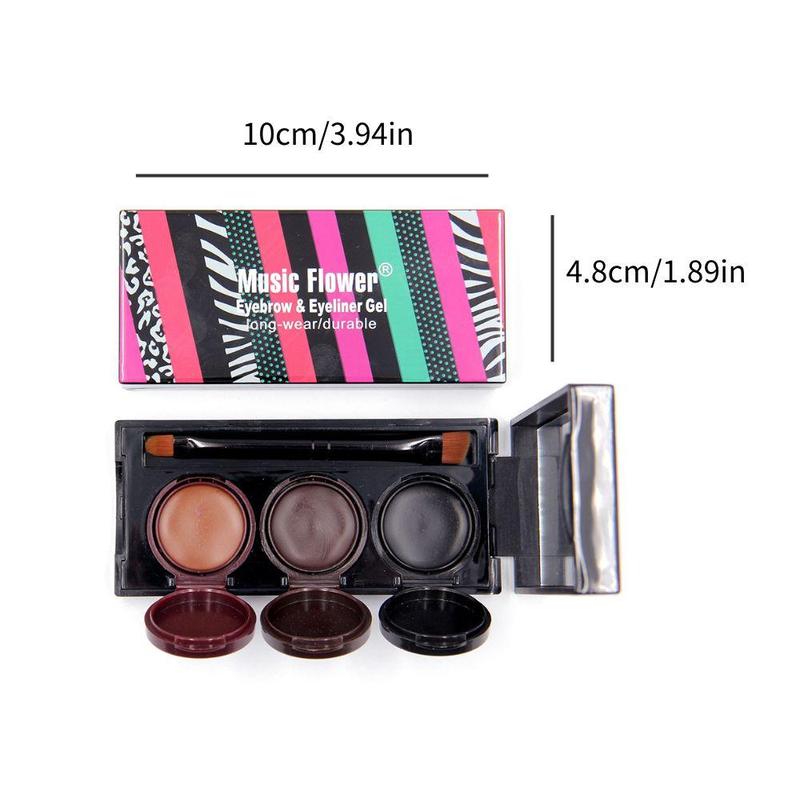 3 Color Long-wearing Eyebrow Powder with Angled Brush (1 Piece), Professional Eye Makeup Enhancement for Women and Girls