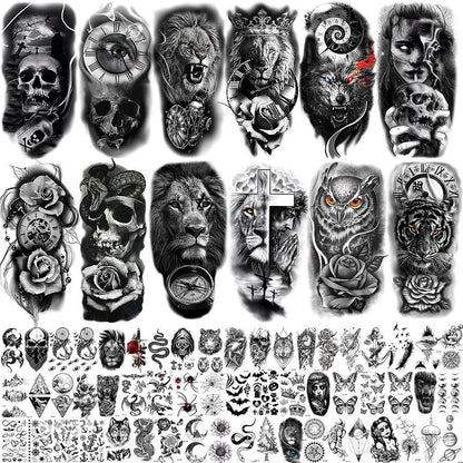 Creative Animal & Flower Pattern Temporary Tattoo Sticker, 68pcs/set Fake Tattoo Sticker, Body Art Decoration for Men & Women