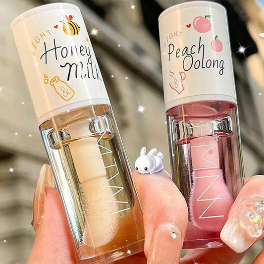 Lip Oil  Moisturizing Lip Oil Lip care oil  Honey Peach 2Pcs Hydrating Lip Gloss Set Lip Oil Balm Long Lasting Glow Oil Lip Care Tools