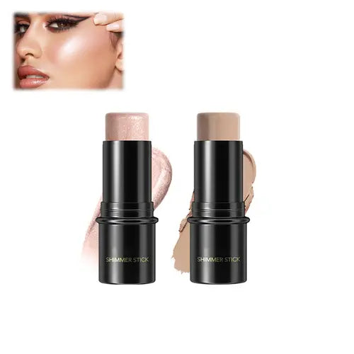 2Pcs Face Cream Contour Highlighter Stick Makeup Sets, Easy to Use Concealer Bronzer Stick, Foundation Face Primer for Makeup,Long Lasting Natural Finish,Contorno Resaltador en barra,03+08 Gift Lightweight