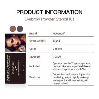 Waterproof Eyebrow Powder Stencil Kit, 1 Set Including 2 Eyebrow Powder Sticks, 4 Ropes, 4 Brushes & 20 Eyebrow Stencil Cards, Eye Brow Shading & Filling Powder, Eye Brow Makeup Products