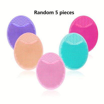 Random Color Facial Cleansing Brushes, 5pcs Soft Silicone Face Scrubbers, Exfoliating Brushes, Precision Pore Cleansing, Skincare Tools For Women