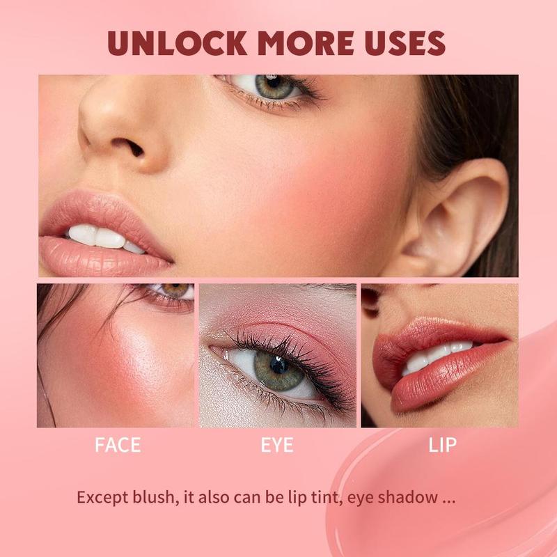 Long Lasting Liquid Blush, Natural Look Blush for Cheeks, Lips, Eyes, Smudge-proof Blush Stick for Daily Makeup