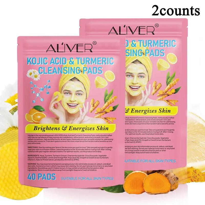 Turmeric & Koji Acid Cleansing Pad, 2 Counts/set Deep Cleansing Pore Cleaning Pad, Facial Skin Care Tool for Women & Men