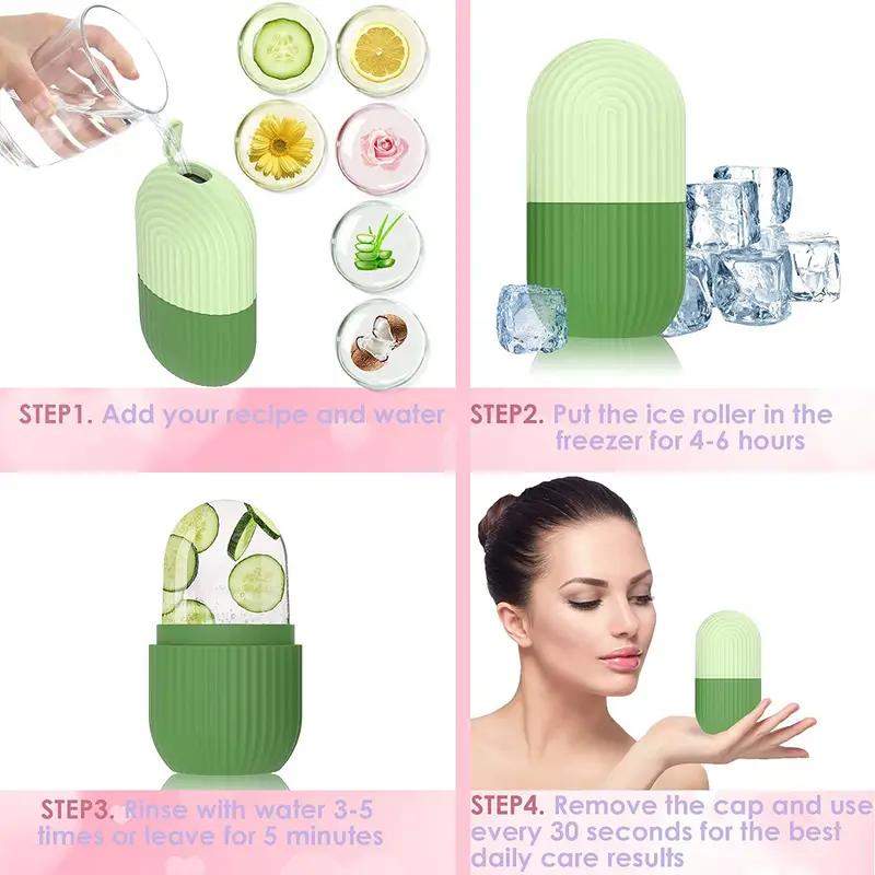 Summer Silicone Ice Face Roller - Contour and Shrink Pores, Remove Dark Circles, and Massage Skin - Beauty Facial Massage Contour and Enhance Skin Care and Glow, Ice Roller for Eyes, Neck, and Face - Skin Care Tool Cleaning Tools Face Lifting And face