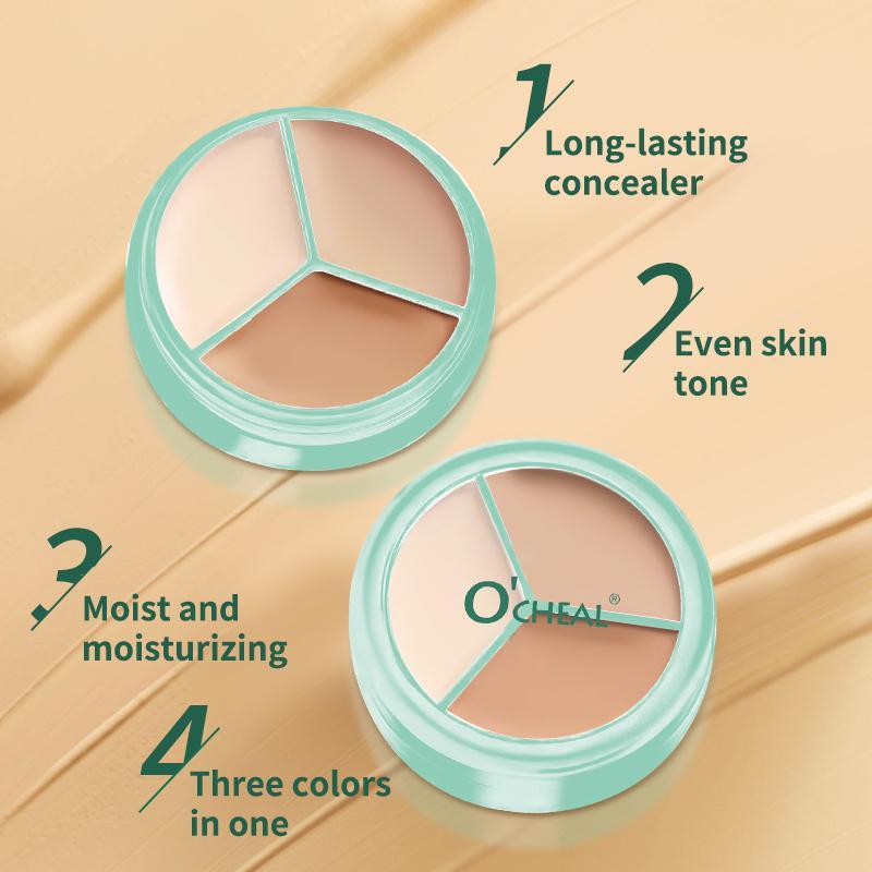 Tricolor Concealer Cream, Natural Highlighter Concealer, Multi-Functional Makeup Cream For Contouring