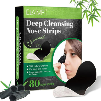 Deep Cleansing Nose Strips, 80pcs/box Natural Charcoal Black Head Remover, Nose Pores Cleaning Strips, Professional Skincare Products for Women