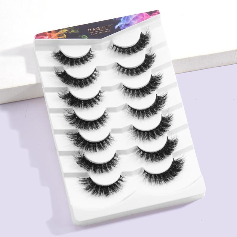 Fluffy False Eyelashes, 1/2 Boxes?Wispy Cat Eye Look Faux Cluster Lashes, Natural Curling Eye Makeup Strip Lashes,?Eyelash Extension?Cosmetic?Kit