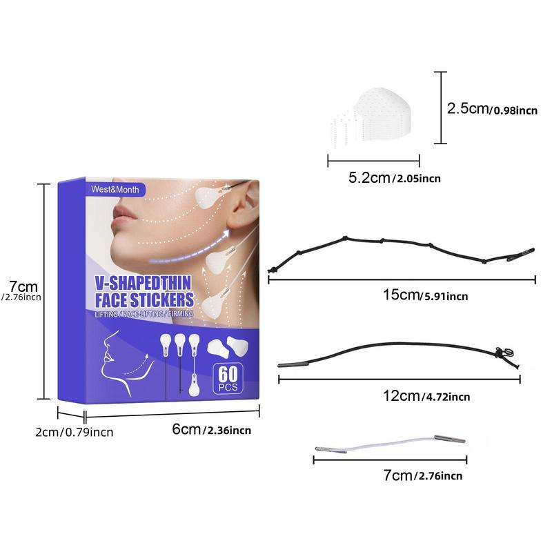 V-shaped Face Skin Lifting Sticker, 60pcs/box Face Skin Lifting and Firming Sticker, Face Skin Care Tool for Women & Men