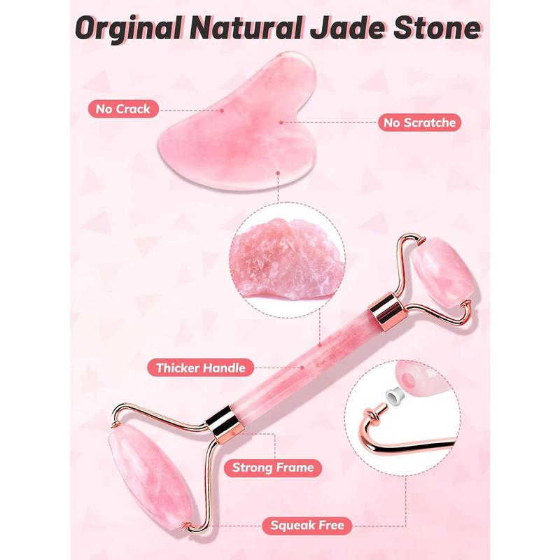 3 counts Gua Sha & Jade Face Roller & Ice Roller for Face - Facial Massager for Face, Eyes, Neck, Relieve Fine Lines and Wrinkles Skincare Tools Guasha Gift for Women Comfort