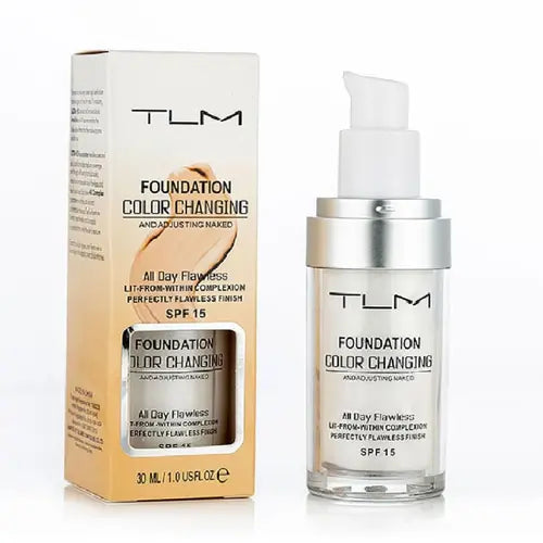 TLM Foundation Color Changing,TLM Colour Changing Liquid Foundation Hides Wrinkles & Lines, BB Cream Makeup Base Concealer Cover Moisturizing Fluid for all Skin Tone SPF15-30ML Cosmetic Moisturize Moisturizer Moisture Hydrate Hydrate