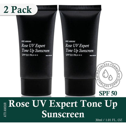 Rose U V Expert T O N E Up S u n s c r e e n, 1000 Roses, SPF 50 Mineral S u n s c r e e n , Skin Barrier Defense, Gentle & Soothing, for Sensitive Skin