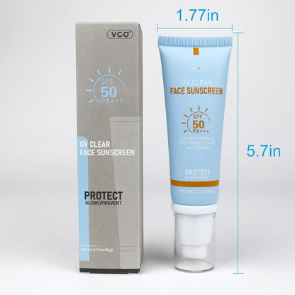 VGO Moisturizing Sun Cream SPF 50/PA+++ 48g Facial Skincare Sunscreen Makeup Case Lactic