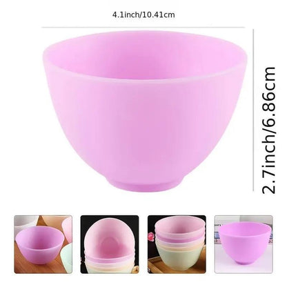 Random Color Silicone Mask Bowl, 3pcs/set DIY Facial Mask Mixing Tool, Professional Beauty & Personal Care Tools for Women