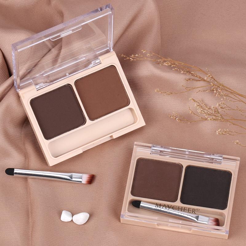 2-color Eyebrow Powder Palette, Long Lasting Eyebrow Powder, Smudge Proof Brow Powder, High Pigmented Eye Brow Shading & Filling Powder, Makeup Accessories