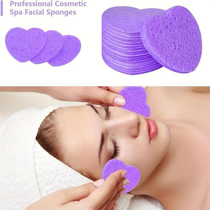 20pcs/pack Heart Shaped Compressed Facial Sponges, Facial Cleansing Tool, Professional Skincare Tools For Daily Use