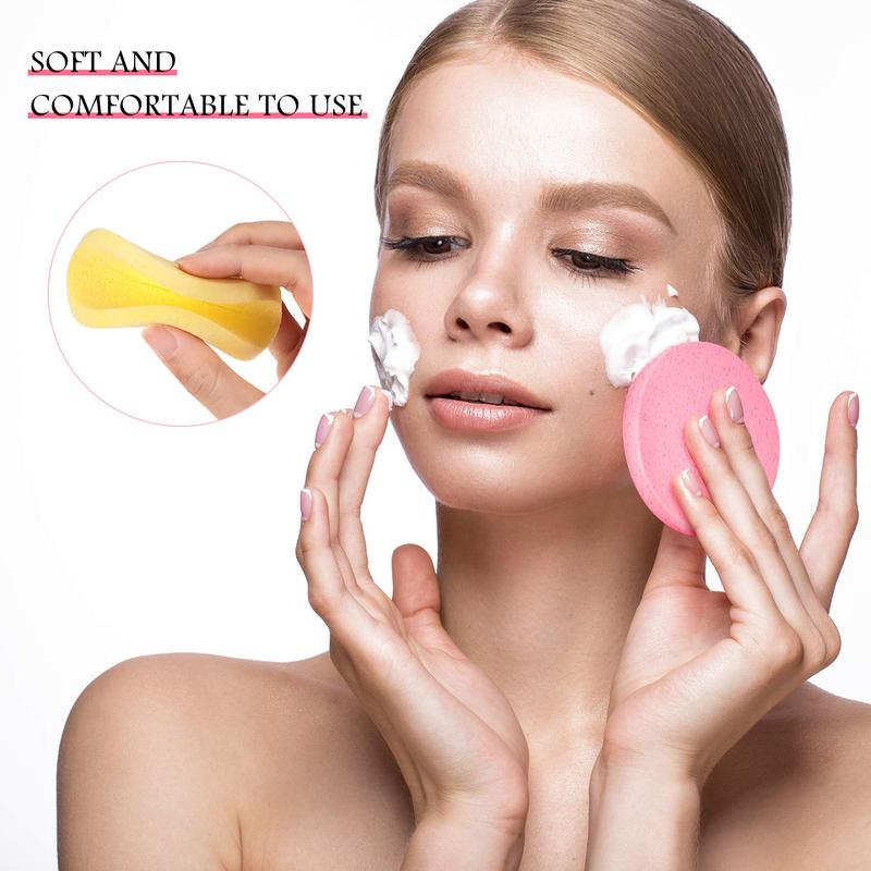 Round Facial Sponge, Compressed Facial Cleansing Sponge, Makeup Removal Sponge Pad, Face Wash Sponge, Cosmetic Tool for Women