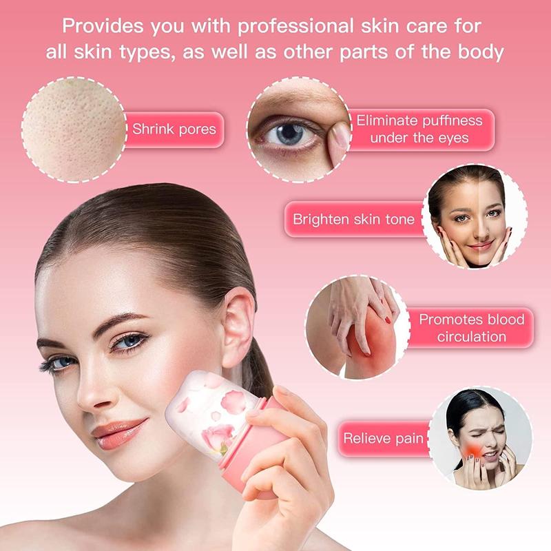 Silicone Ice Roller for Face With Face Cleaning Brush,Facial Ice Roller Skin Care Tool Face Massage Eye Puffiness Relief Beauty Gift for Women