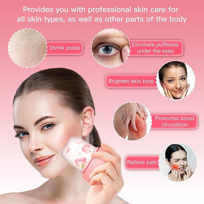 Silicone Ice Roller for Face With Face Cleaning Brush,Facial Ice Roller Skin Care Tool Face Massage Eye Puffiness Relief Beauty Gift for Women