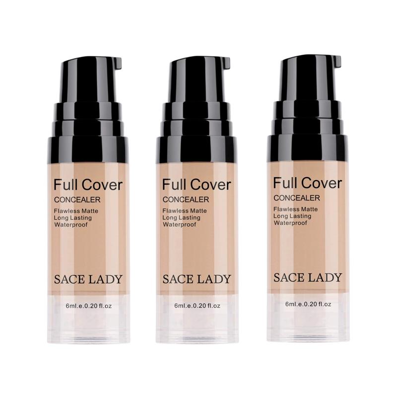 SACE LADY 3Pcs Full Coverage Liquid Concealer Set Waterproof Smooth Matte Flawless Creamy Foundation Concealer For Eye Dark Circles Spot Face Makeup Kit 3¡Á6ml/0.20Fl Oz