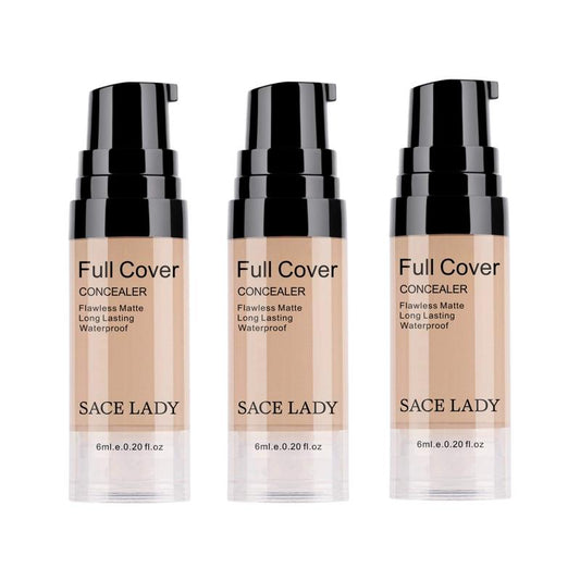 SACE LADY 3Pcs Full Coverage Liquid Concealer Set Waterproof Smooth Matte Flawless Creamy Foundation Concealer For Eye Dark Circles Spot Face Makeup Kit 3¡Á6ml/0.20Fl Oz