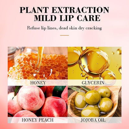 Peach and Honey Lip Care Oil, 6pcs/set Moisturizing Lip Oil, Natural Extracts Mild Lip Care Lipstick, Lip Gloss, Lip Care Product for Women & Girls