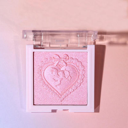 Heart Shaped Highlighter Palette, Shimmering Highlighter Powder, Long Lasting Pearly Makeup Palette, Facial Brightening Cosmetics