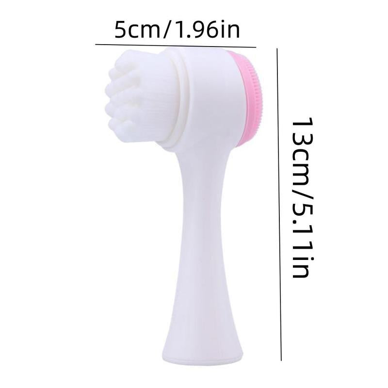 Manual Facial Brush, 1 Count 2 in 1 Handheld Face Cleansing Brush for Home Travel, Portable Soft Face Scrubber Brush, Bathroom Accessories, Facial Skin Care Products for Women Girls