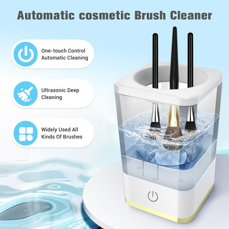 Electric Makeup Brush Cleaner, Cosmetic Brush Cleaner, Automatic Spinning Makeup Brush Cleaner Fit For All Size Makeup Brush,  (white)