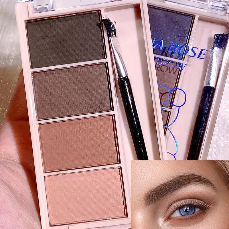 4 Color Eyebrow Powder Palette, Waterproof Long Lasting Eyebrow Powder, Smudge Proof Eye Brow Powder, High Pigmented Eye Brow Shading & Filling Powder, Natural Eye Makeup Powder Palette