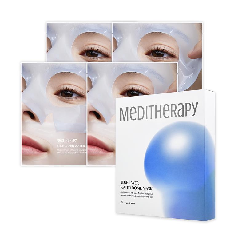 MEDITHERAPY Blue Layer Water Dome Overnight Mask (4ea) | Hydrogel Overnight Mask